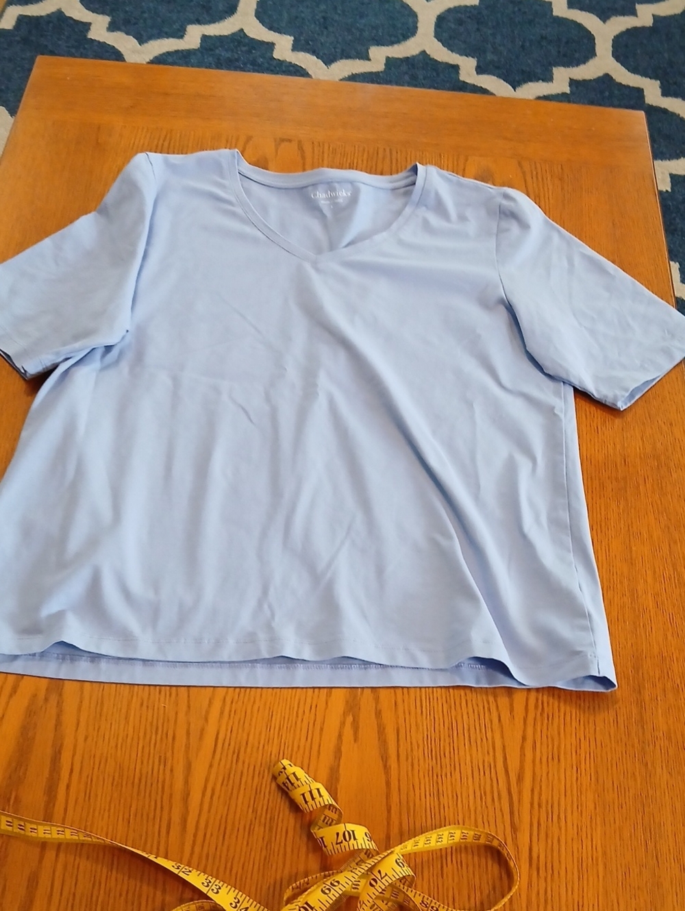 Chadwick's Pale Lavender V-Neck Short Sleeve Top